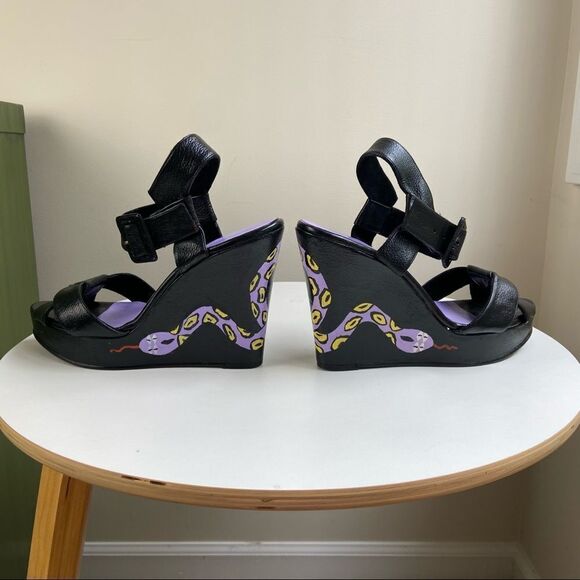 Hand Painted Nine West Platform Wedge Pumps Featuring Snake Motif One of a Kind - Picture 4 of 14